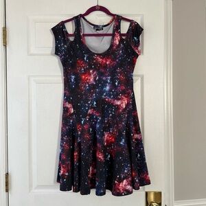 Hot Topic Galaxy Print Skater Dress Size Medium